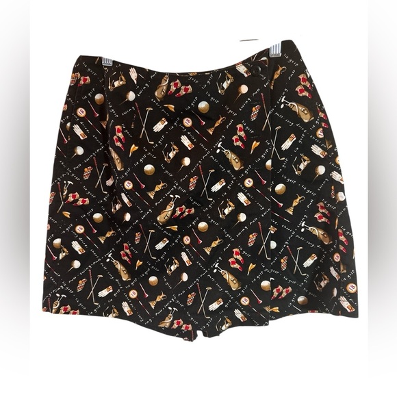 Liz Claiborne LizGolf Black Skort Sz 10 Fun Golf Prints All Over Skort - Picture 1 of 4